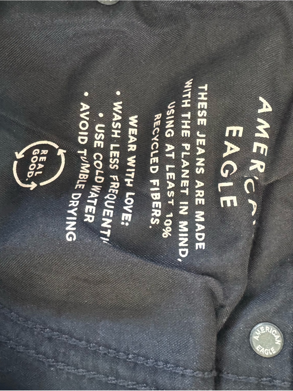 American Eagle Outfitters Black Stretch Denim Jeans Wide Leg Barrel Grunge Edgy - Picture 5 of 6